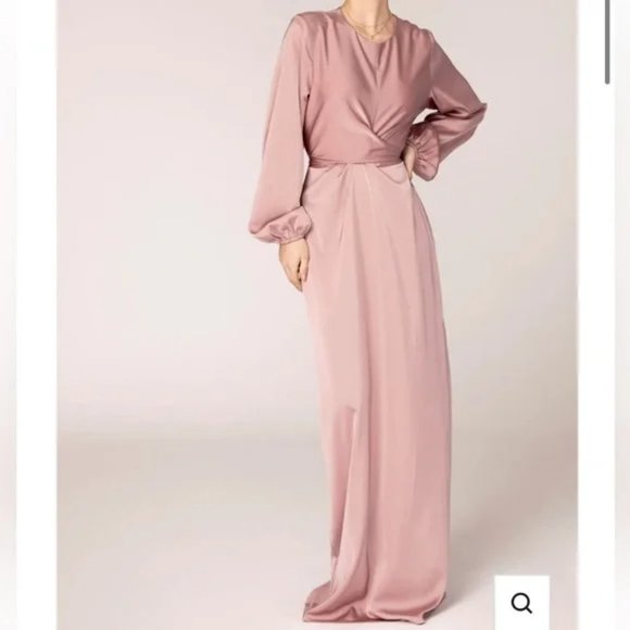 Veiled Collection Alessandra Tie Waist Satin Maxi Dress - Dusty Rose - Picture 10 of 10